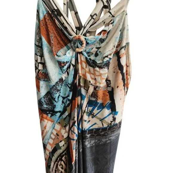 Vintage Save the Queen Maxi Dress Large Abstract Punk Grunge